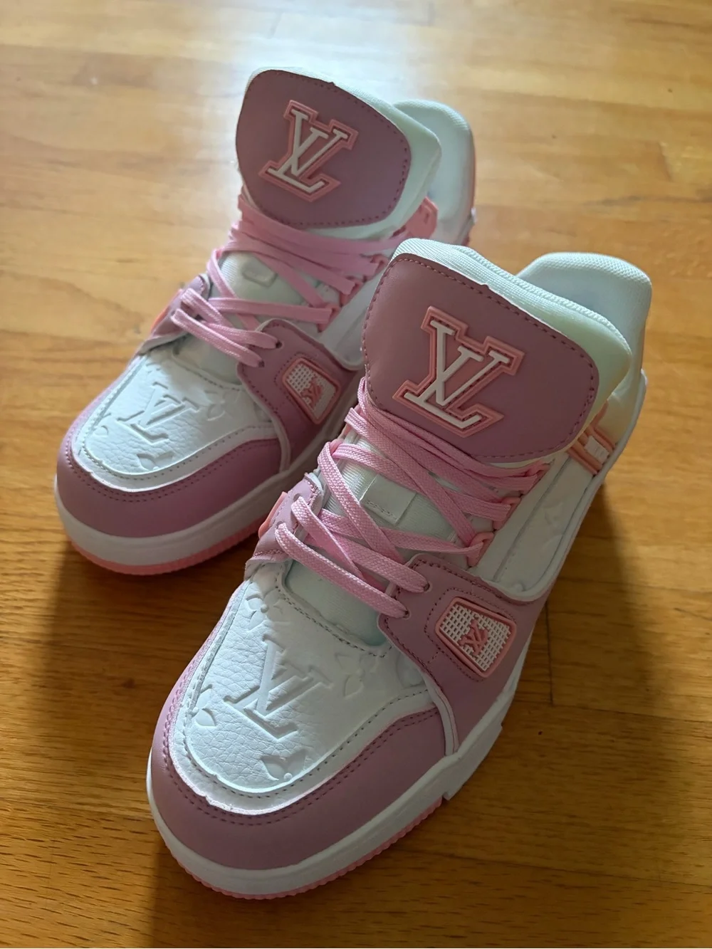 Louis Vuitton Pink and White Women's Low-Top Sneakers